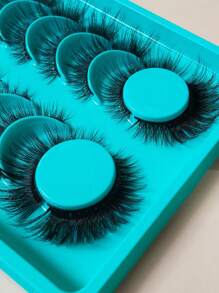 1 caja de 6 pares de pestañas postizas extra largas y gruesas, estilo europeo, pestañas artificiales de pelo natural, reutilizables, adecuadas para maquillaje ahumado, diario, discoteca, baile y escenario