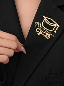 1 Piece Of Custom Name Graduation Cap Brooch For Women. Fashion College Style Custom Letter Graduation Certificate Button Brooch. Stainless Steel Clothing Accessory For Female Students. Personalized Graduation Season Graduation Gift.