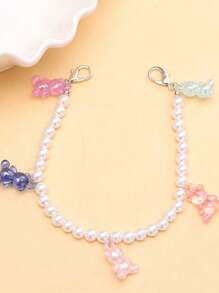 Fashionable Seashell, Starfish, Dopamine Teddy Bear Jewel Pendant, Versatile Faux Pearl Beaded Necklace, Random Teddy Bear Pendant Backpack For School
