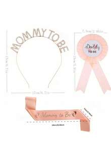 Bộ 2 món "Mommy To Be" cho tiệc: 1 vương miện đính đá và 1 dây đeo vai cho chân, dùng cho tiệc tiết lộ giới tính của bé, quà tặng trang trí tiệc mừng em bé chào đời - Hoa hồng vàng - Xem 4