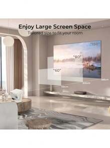 1pc Portable Mini 4K Full HD Projector, 300 ANSI Lumens, Desktop Installation, Multiple Plug Types, Wireless, 4:3 Aspect Ratio, Built-In Speaker Home Theater, Outdoor Home Cinema Portable Projector - Smart, LED Video Projector Compatible With TV, PC, Tablet, Remote Control, Ideal For Home Theater, Christmas, Halloween, Thanksgiving, All Holiday Parties