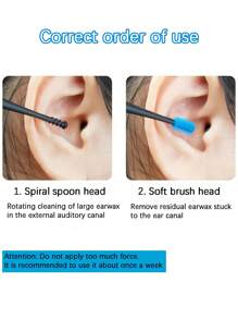 1/3 szt. spiralna, dwugłowa, silikonowa szczoteczka do czyszczenia uszu, przenośna szczoteczka do uszu, szkoła, powrót do szkoły, podróże, niezbędne artykuły podróżne, niezbędne artykuły domowe, szczoteczka do uszu