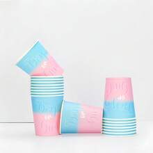 10个/20个/50个粉色和蓝色纸质派对杯性别揭秘派对纸杯，适用于果汁咖啡热饮冷饮性别揭秘派对用品 - 彩色 - 查看 3
