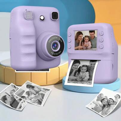Kids Instant Print Camera, 1080P 2.4 Inch Screen Instant Print Photo Portable Toy With Rolls Photo Paper , Digital Camera Kids Gift For Boys And Girls Birthday Gifts,Other Children's Electronic Learning Toys,Toys Camera