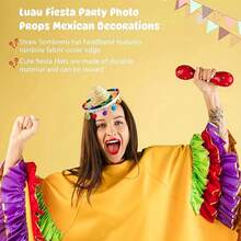 1顶什锦迷你墨西哥帽，带头箍 - 色彩缤纷的墨西哥主题派对装饰，趣味嘉年华配饰 - 彩色 - 查看 5