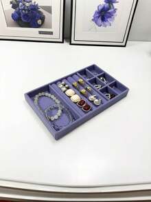 8/1 Pc Purple Velvet Jewelry Display Tray - Fabric Lined Storage Box For Bracelets, Earrings And Rings, Jewelry Storage Tray, Jewelry Tray, Earrings, Jewelry Necklaces, Rings, Home Decoration, New Year Gift, Valentine's Day Gift Jewelry Display Tray - Purple Tray - View 8