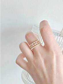 2025 Europe-US/Middle East, Japan & Korea Summer Leisure Copper Inlaid Classic Fashion Open Ring