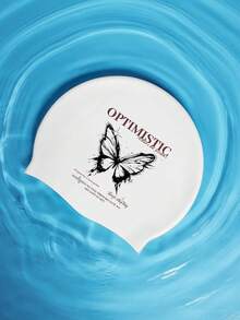 COPOZZ Gorro de natación para Adultos, de Silicona, Impermeable, cómodo, para Cabello Largo y Corto - Mariposa - Ver 3