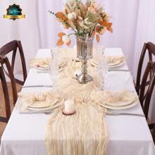 2 pièces l'ensemble : 1 nappe et 12 serviettes, tissu à fromage, style bohème campagnard, couleur crème, convient pour mariage, shower de mariée, jardin fête, rassemblement familial, anniversaire, décoration de la maison, événements festifs