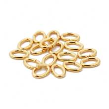 Ahknormailcui Anel elíptico rígido banhado a ouro, 100 peças/lote, de aço inoxidável, com divisão de 0,5 mm/0,6 mm/0,7 mm de espessura, anel pendente oval dourado, conector de anel de salto que pode ser aberto para fazer joias, acessórios faça você mesmo