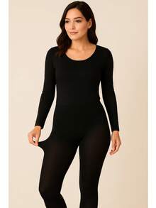 Women's Winter Thermal Kit: Second Skin Top + Tights With Feet | Warm, Elegant And Ideal For Cold Days! - màu đen - Xem 1