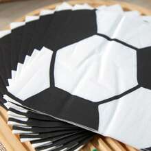 25pcs/Pack 13*13 Inch/33*33cm Disposable White Football Printed Paper Napkins, Suitable For Parties Decoration And Daily Use