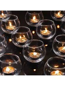 1件/3件/套水晶透明杯玻璃烛台，简约风格高档感烛台，小圆形蜡烛烛台，柱状烛台，烛台座，碗状烛台，浪漫欧式烛光晚餐婚礼装饰烛台 - 無色 - 查看 5