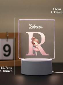 1pc Personalized Custom 26-Letter Princess 3D Light Illusion LED Night Light Warm Light/Rainbow Decorative Table Lamp Night Gift For Teachers, Children, Couples, Girlfriends, Family Members, Pets - Birthday, Graduation, Back-To-School Season, Christmas Wedding Decoration