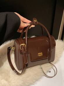 Minimalist Vintage Style Women's Handbag, New Fashion High-End Sense Crossbody Bag, Niche Design PU Flip Cover Texture Small Square Bag, Casual Simple Solid Color For Work Commute, Large Capacity Shoulder Bag, Daily Versatile Shopping Party Underarm Bag