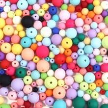 20-100 unidades/pacote de contas redondas pintadas de acrílico, sortimento de cores aleatórias, vários tamanhos, cores doces fofas e casuais da moda para fazer joias faça você mesmo, colar, pulseira, chaveiro, decoração de telefone, atacado