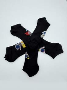 5 pares de calcetines tornozelo cortos de verano, delgados y de colores variados con estampado de astronauta, perfectos para hombres y mujeres en actividades al aire libre