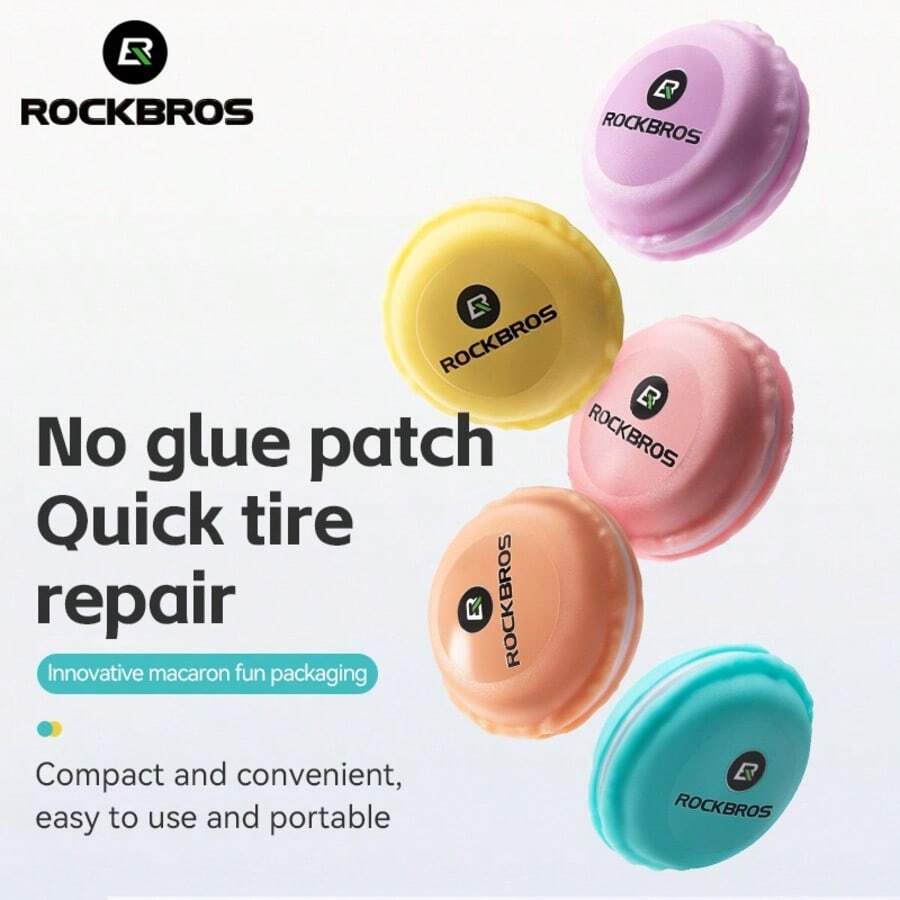 Macaron Mini Patch Kit 6 Colorful Glue Free Bike Patches Ultra-Portable (13g) Cute Design - Multicolor - View 1