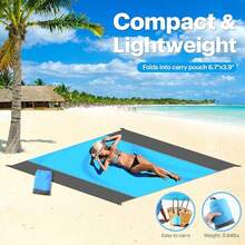 1PC Anti Sand Oversized Size, 78 Inch X 55 Inch Oversized Beach Mat, Portable Picnic Mat, Suitable For Camping And Hiking, Lightweight Beach Essential Home Waterproof Mat - Multicolor - View 3