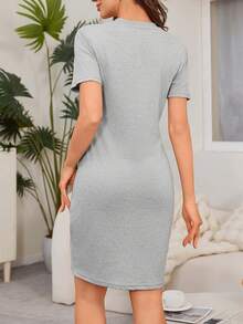 Vestido casual con estampado de y fútbol - Cómodo y holgado, cuello redondo, manga corta, moda para mujer