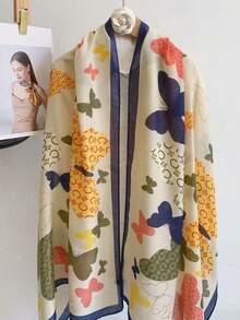 1pc New Summer Animal, Butterfly & Geometric Pattern Printed Scarf/Shawl - Multicolor - View 11