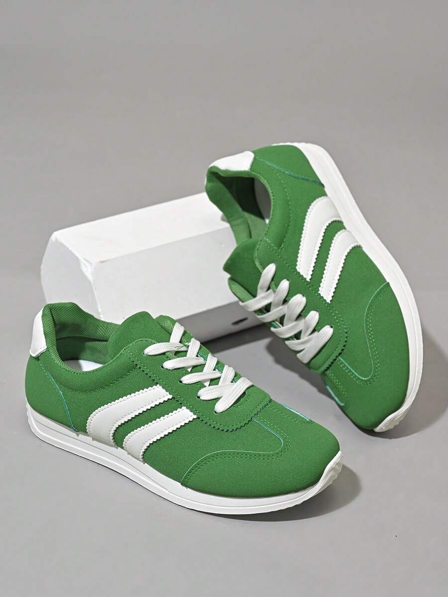 Pantofi sport casual antiderapanți pentru femei, cu șireturi plate, potriviți pentru drumeții, dans, fitness, mărimea 35-43, primăvară/toamnă - Verde - Vizualizare 1