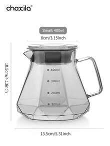 choxila 1pc Diamond Shaped Gray Glass Coffee Pot And Coffee Dripper, Pour Over Coffee Maker Set, Drip Coffee Maker Set For Home And Office Back To School - Smoke Gray - View 13
