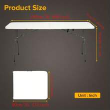1pc Portable Long Folding Table, Molded Plastic Training Conference Outdoor Folding Table - Multicolor - View 6