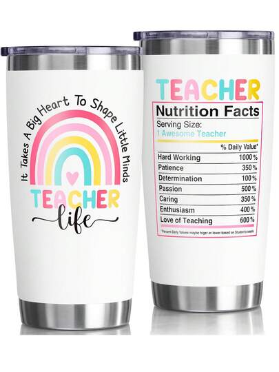 Teacher Gifts For Women, Teachers Day Week Appreciation Gift, 20 OZ Tumbler Best Teachers Gifts From Student, Big Heart Insulated Cup Unique Graduation Thank You Retirement Birthday Gift For Teacher