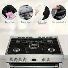 3-Piece Set 5-Hole Gas Stove Protector Mat, Kitchen Cleaning Non-Stick Reusable Stove Scratch Guard Cover