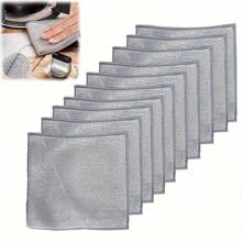 10pcs Microfiber Mesh Cleaning Cloths, Multi-Purpose Kitchen Cleaning Rags, Double-Sided Reusable Dishwashing Pads, Scratch-Free Cleaning For Dishes, Utensils And Cookware