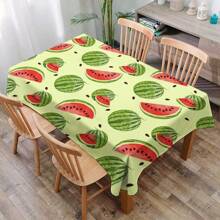 1pc Watermelon Print Table Cloth, Modern Polyester Rectangular Or Round Waterproof Tablecloth, Digital Printing Suitable For Living Room, Outdoor Dining Table, Small Round Table