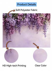 1pc Purple Wisteria Vine Wall Photography Backdrops Green Leaves Flowers Wall Party Banner 59.1*39.4/82.7*59.1/106.3*70.9 Inches Floral Newborn Shower Birthday Wedding Photo Background Indoor Outdoor Decoration Supplies