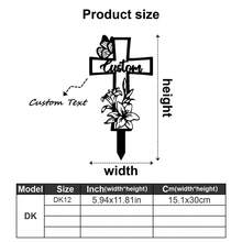 1 件优雅经典风格金属十字花园桩，带百合图案，纪念牌匾，同情纪念标志，适用于墓地和户外庭院装饰，亲属，宠物纪念墓碑，带有情感致敬，情人节，情人节装饰 - 彩色 - 查看 13