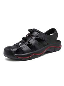 Herren Lässig Sandalen, Retro Sport Outdoor Strandsandalen, Synthetisches Leder & Mesh-Einsätze, Sommer