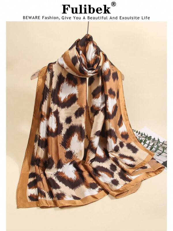 1 Pc Women's Spring/Summer Faux Silk Print Scarf/Shawl, Air Conditioning Shawl/Beach Towel, Suitable For Travel And Daily Use