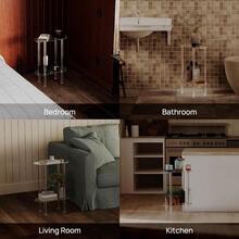 Acrylic Narrow Side Table For Small Spaces, 7" Wide Skinny Nightstand/Bedside Table For Bedroom, Slim Small End Table, 2 Tier, 15.7" L X 21.8" H, Clear