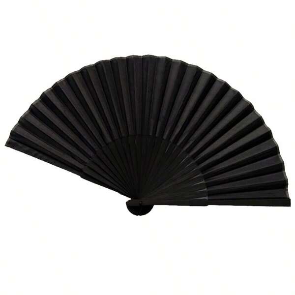 Un abanico plegable clásico negro con marco de bambú, adecuado para estilos chinos o españoles, ideal para bodas, regalos de fiesta, actuaciones, baile, decoración del hogar, festivales y ocasiones como regalos de cumpleaños y graduación.