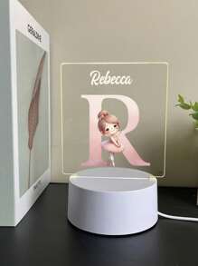 1pc Personalized Custom 26-Letter Princess 3D Light Illusion LED Night Light Warm Light/Rainbow Decorative Table Lamp Night Gift For Teachers, Children, Couples, Girlfriends, Family Members, Pets - Birthday, Graduation, Back-To-School Season, Christmas Wedding Decoration