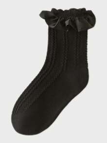 1 Pair/3 Pairs Girls Lace Trim Breathable Solid Mesh Mid-Calf Socks, Princess Style, Suitable For Summer