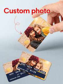 LICVIC 2-12Pcs Your Photo Sticker, Custom Debit Credit Card Skin, Waterproof Vinyl, Sparkle Holographic Custom Bank Card Sticker Custom Credit Card Sticker, Ornamental
