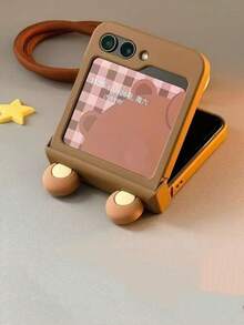 适用于三星Galaxy 折叠手机壳 可爱熊保护壳 适用于 Galaxy Z Flip 6、Galaxy Z Flip 7、手机壳 铰链保护 适用于 Z Flip 5/Z Flip 4/Z Flip 3 手绳防摔保护壳。防水防震防刮 - 棕色 - 查看 6