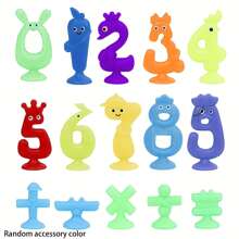26 pièces Alphabet et 15 pièces Numéros, Jouets d'apprentissage lavables avec ventouses - Jeux interactifs d'orthographe et de comptage, Couleurs aléatoires
