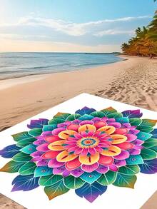 1 件曼陀罗花防水防沙沙滩毯，轻便耐用，适合海滩、度假、户外露营和野餐 - 彩色 - 查看 14