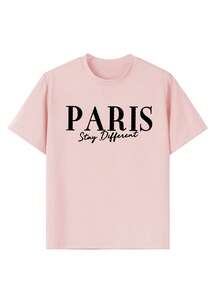 3 peças/Conjunto Camiseta de Manga Curta com Gola Careca Estampada Casual para Meninas Pré-Adolescentes, Roupa de Verão para Estudantes - Camisetas Coloridas Trazem Alegria a Todas as Crianças! Blusas Gráficas para Meninas Pré-Adolescentes, Verão - Rosa chiclete - Visão 7
