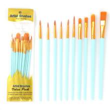 10 Stücke Nylon Haar Malerpinsel Set, Pinselset mit Kunststoffgriff für Ölmalerei, Aquarell, Acryl, Kalligraphie, Skizzieren, Zeichnen, Künstlerbedarf, Schulmaterial