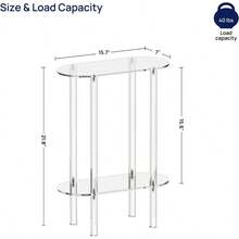 Acrylic Narrow Side Table For Small Spaces, 7" Wide Skinny Nightstand/Bedside Table For Bedroom, Slim Small End Table, 2 Tier, 15.7" L X 21.8" H, Clear