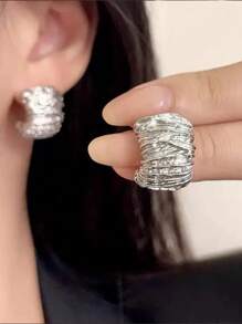 1 par de pendientes de metal con diseño geométrico de moda para mujer, accesorios para fiesta/viaje, joyas gruesas
