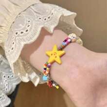 1 Stück Dopamin farbiges/Regenbogen/sternförmiges Perlenarmband, geeignet für Damen Sommerurlaub Lässig Tragen (zufällige Farbe/Position der Perlen)