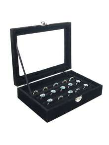 1pc Acrylic Jewelry Ring Storage Display Box Back To School - Black - View 8